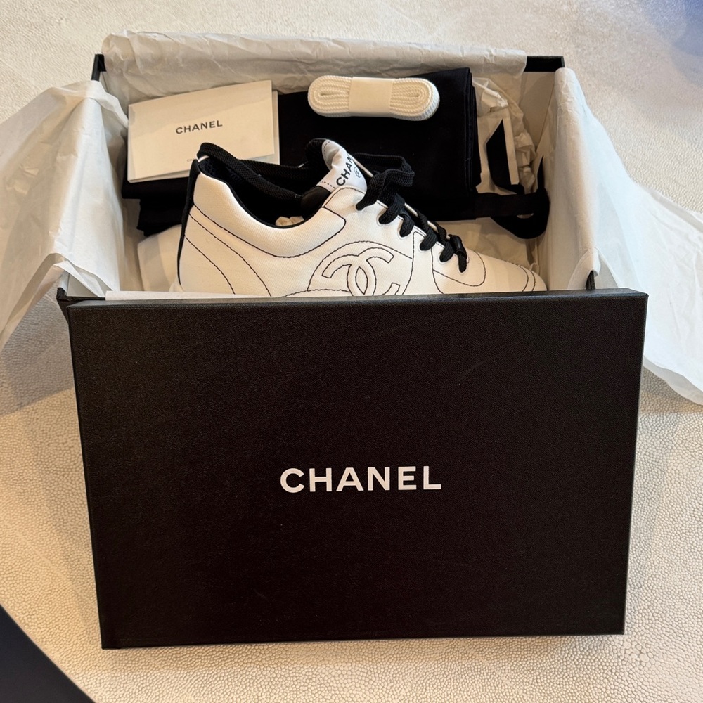 CHANEL Black and White Sneakers